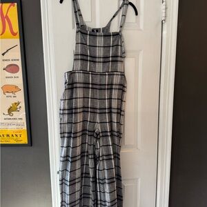 Chic Black and White Plaid Jumpsuit